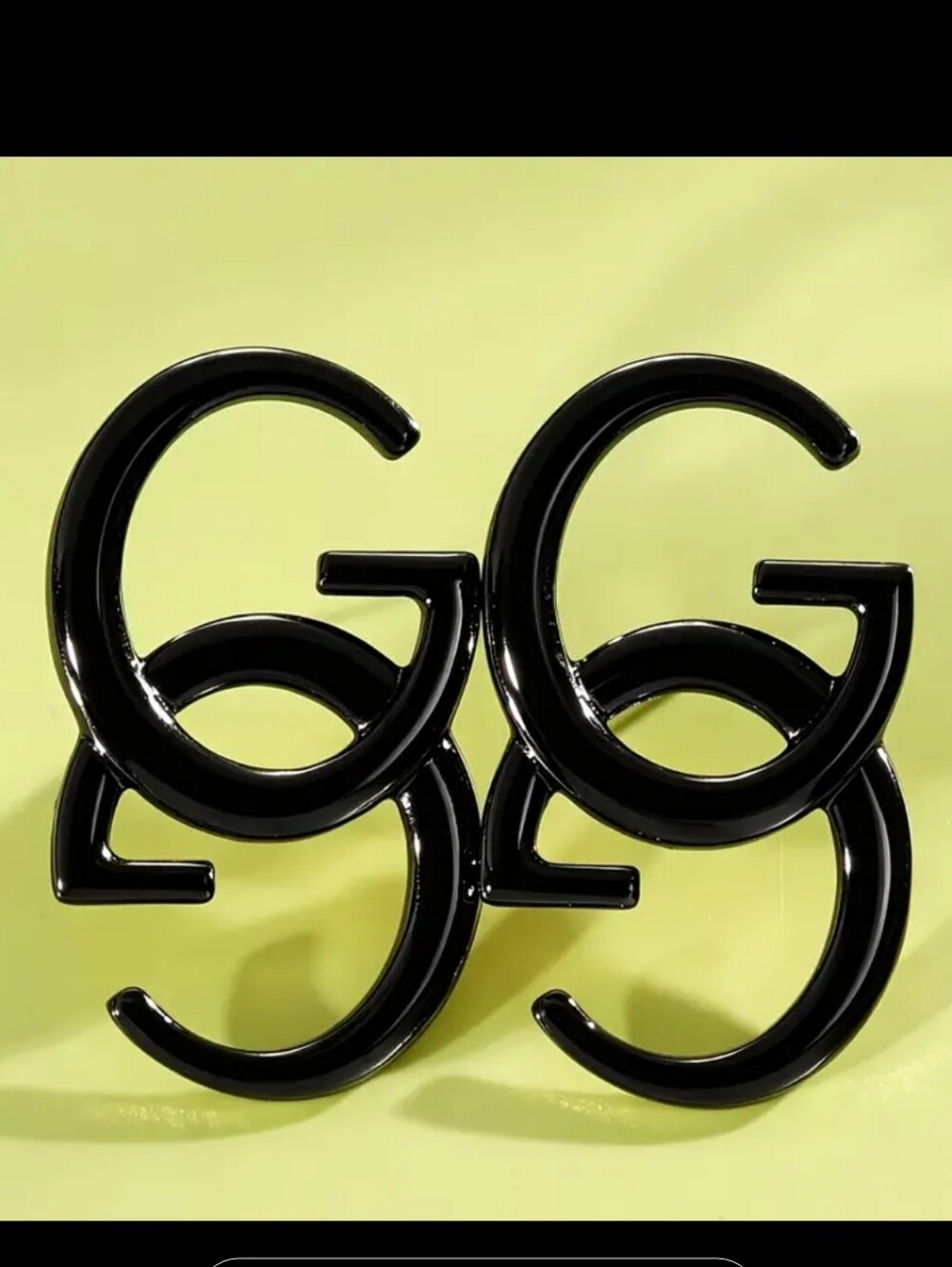 New Black  Double G Stud Circle Statement Earrings 1 1/2"